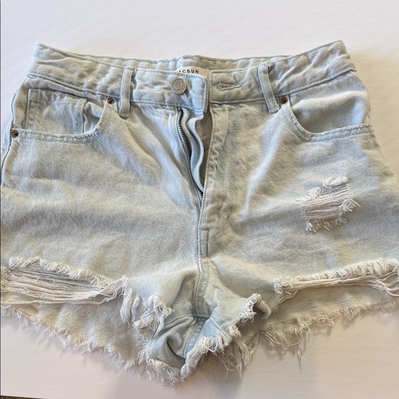 PacSun Pants - Pacsun Light Blue Distressed Denim Shorts High Rise Festival Size -26